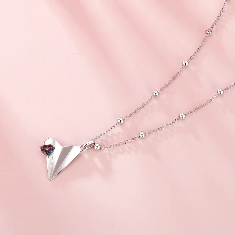 (image for) PANDORA Style Airplane Black Color Necklace - SCN516 - View 3