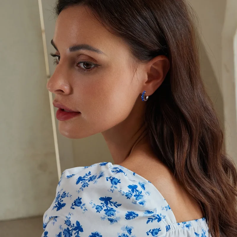 (image for) PANDORA Style Blue ball Earrings - BSE984 - View 8