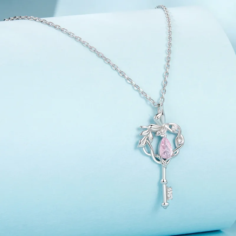 (image for) PANDORA Style Butterfly Vine Heart Key Necklace - SCN518 - View 2