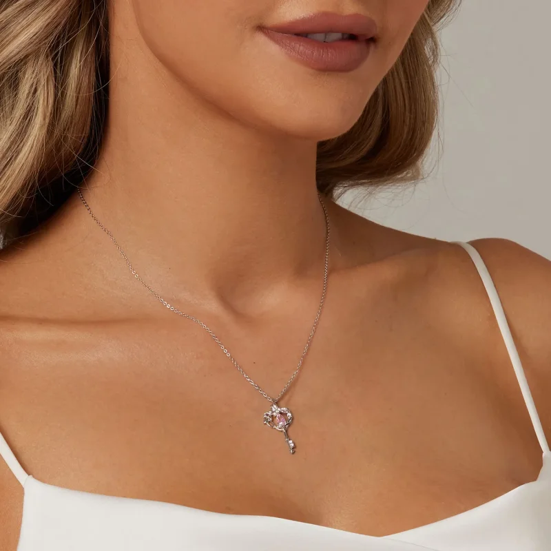 (image for) PANDORA Style Butterfly Vine Heart Key Necklace - SCN518 - View 7