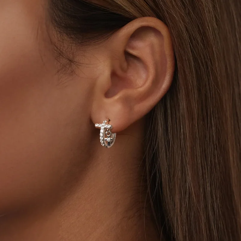 (image for) PANDORA Style Cross Earrings - BSE1002 - View 5