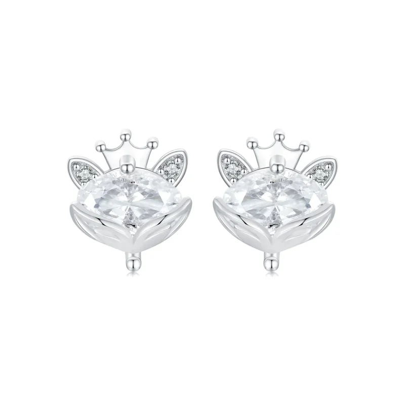 (image for) PANDORA Style Crown Fox Princess Earrings - SCE1708