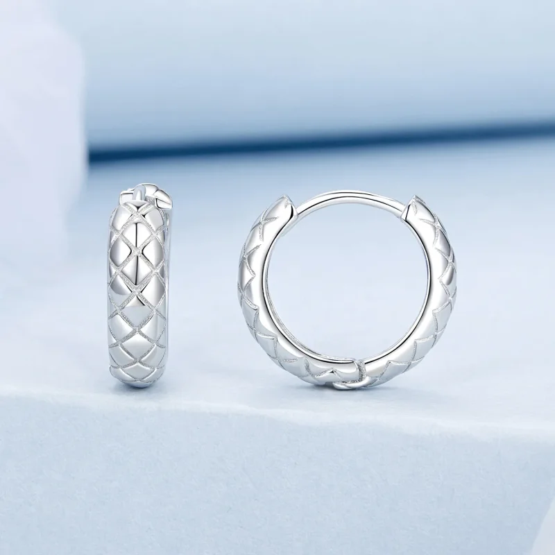 (image for) PANDORA Style Diamond Pattern Earrings - BSE983 - View 2