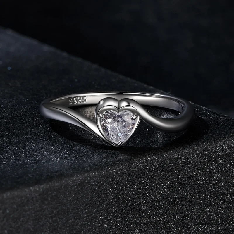 (image for) PANDORA Style Exquisite Love Moissanite Ring (One Certificate) - MSR047 - View 3