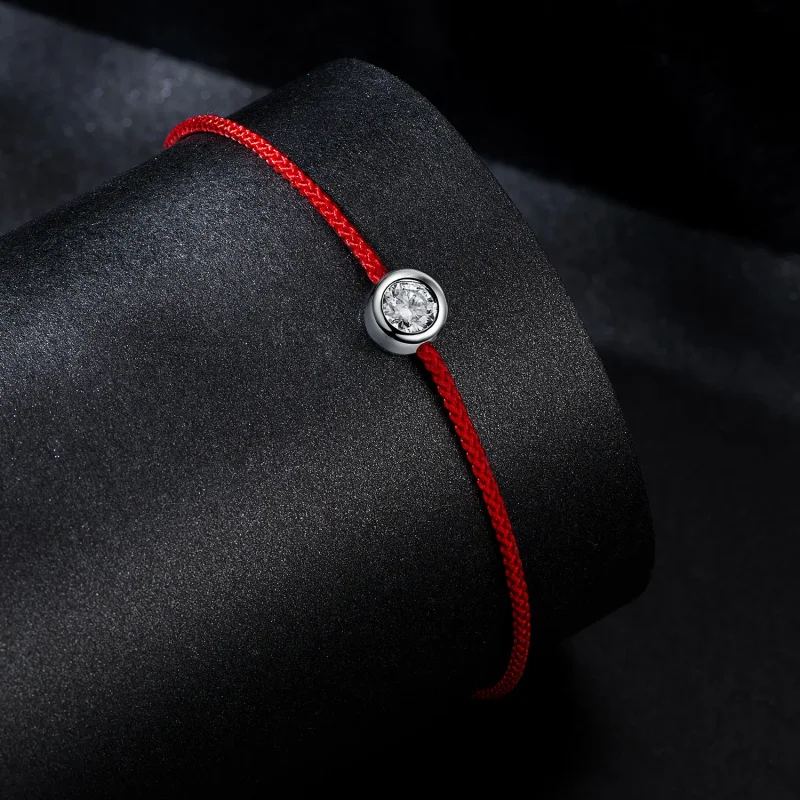 (image for) PANDORA Style Exquisite Moissanite Red Rope Bracelet (One Certificate) - MSB014 - View 2