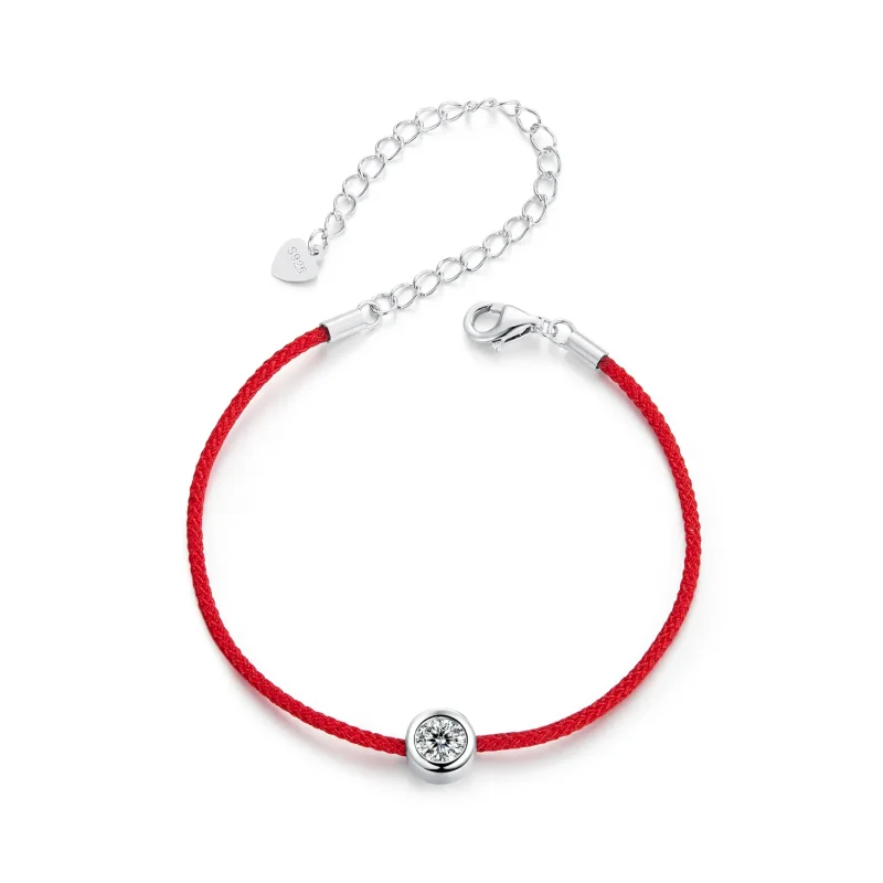 (image for) PANDORA Style Exquisite Moissanite Red Rope Bracelet (One Certificate) - MSB014
