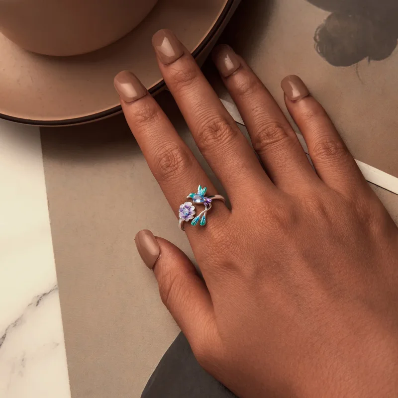 (image for) PANDORA Style Flower And Bird Open Ring - BSR536-E - View 4