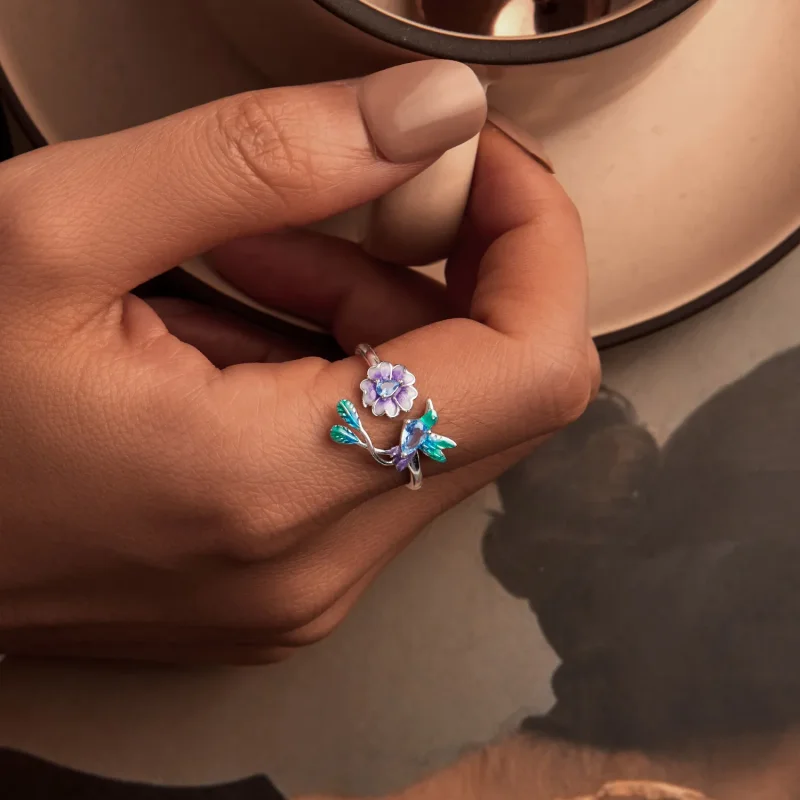 (image for) PANDORA Style Flower And Bird Open Ring - BSR536-E - View 5