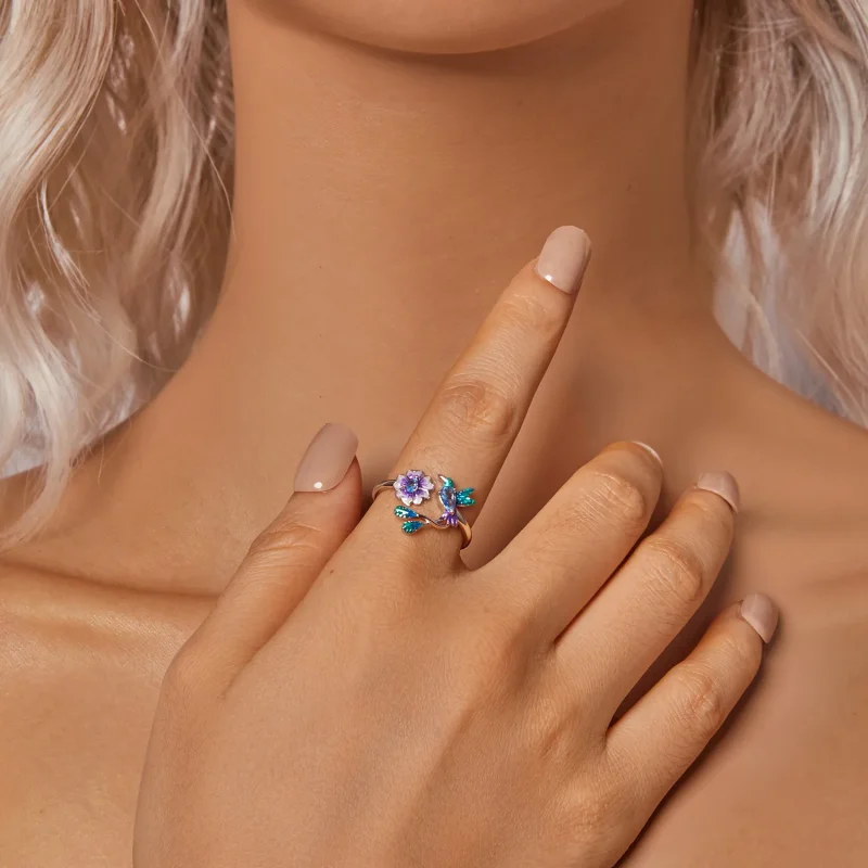 (image for) PANDORA Style Flower And Bird Open Ring - BSR536-E - View 6