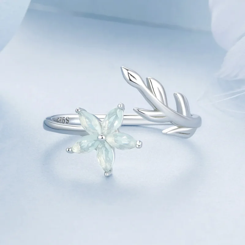 (image for) PANDORA Style Green Flower Open Ring - BSR533-E - View 3