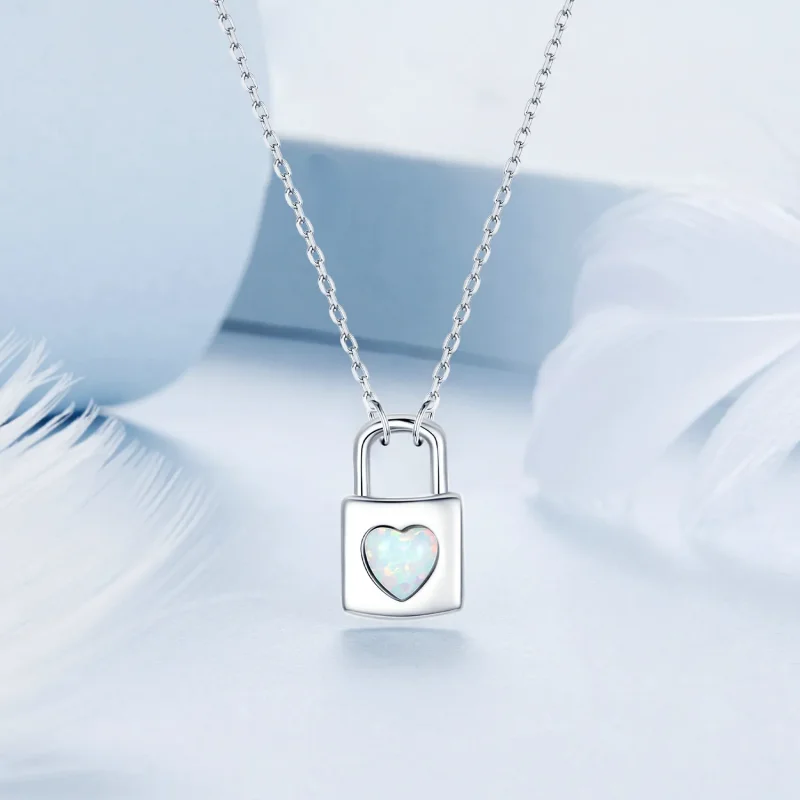 (image for) PANDORA Style Heart Lock Necklace - BSN377 - View 3