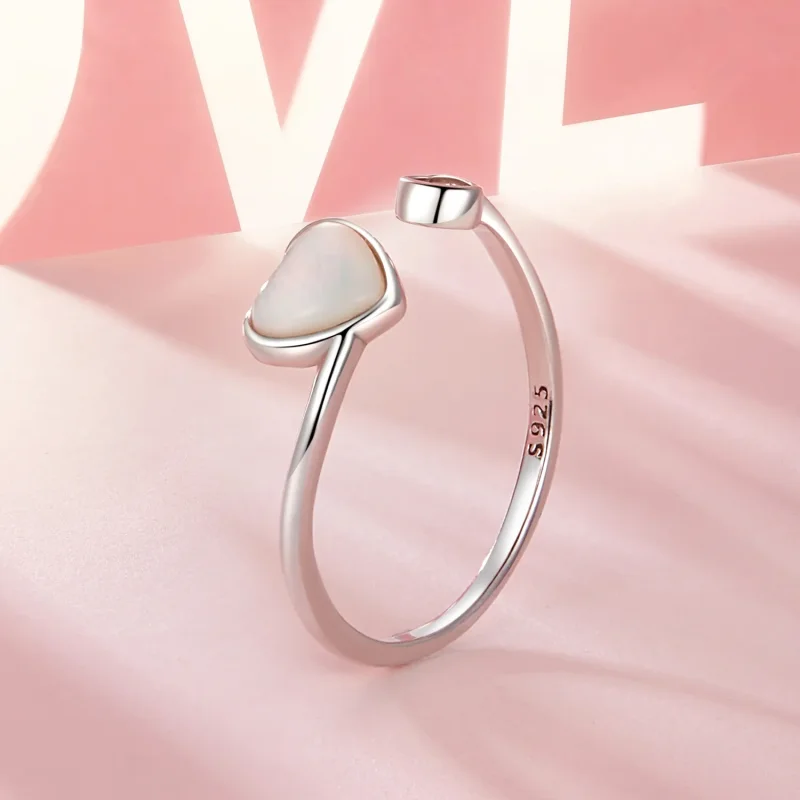 (image for) PANDORA Style Heart-Beating White Shell Open Ring - BSR520-E - View 2