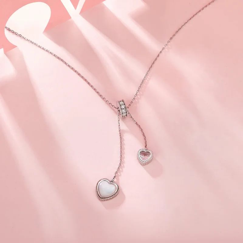 (image for) PANDORA Style Heart-Beating White Shell Y-Shaped Chain - BSN372 - View 2