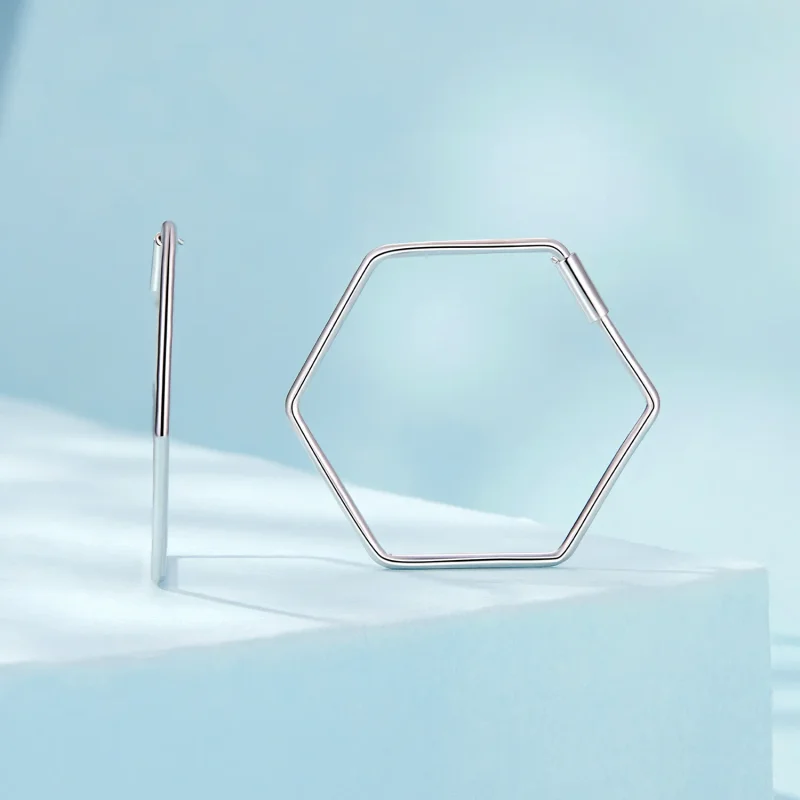 (image for) PANDORA Style Hexagon Simple Earrings - SCE1710 - View 2