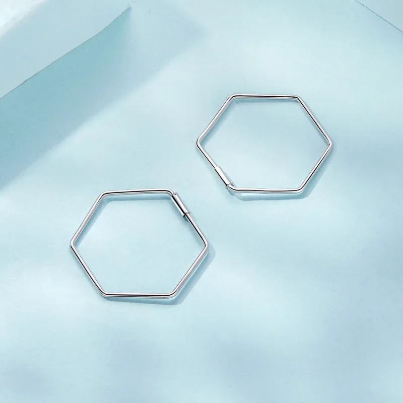 (image for) PANDORA Style Hexagon Simple Earrings - SCE1710 - View 4