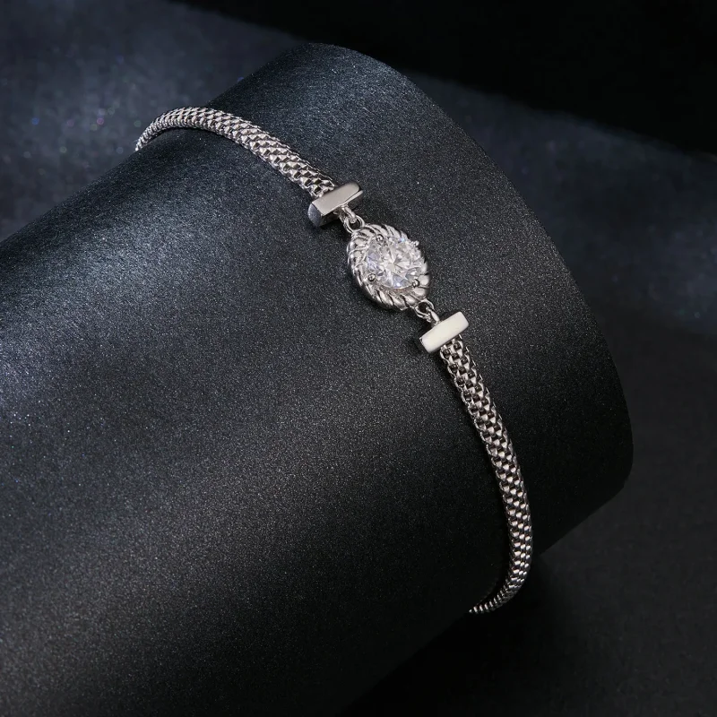 (image for) PANDORA Style Moissanite Braided Sterling Silver Bracelet (One Certificate) - MS - View 2