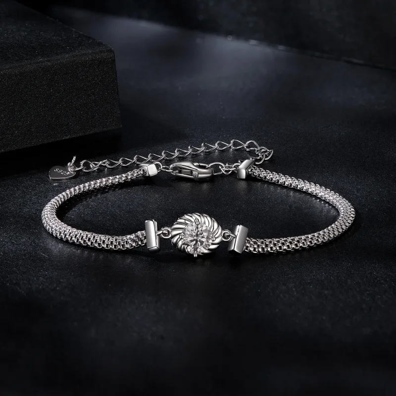 (image for) PANDORA Style Moissanite Braided Sterling Silver Bracelet (One Certificate) - MS - View 3