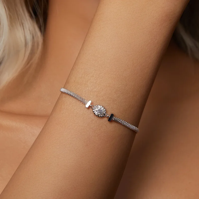 (image for) PANDORA Style Moissanite Braided Sterling Silver Bracelet (One Certificate) - MS - View 4