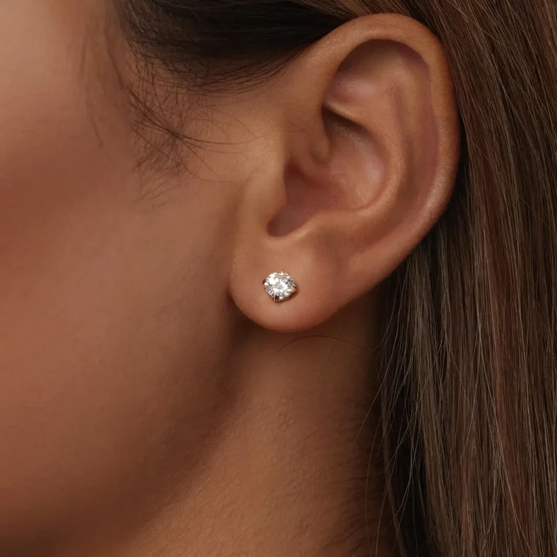 (image for) PANDORA Style Moissanite Pattern Thread Ball Earrings (Two Certificates) - MSE05 - View 5
