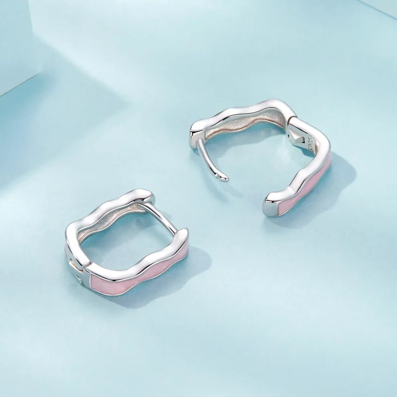 (image for) PANDORA Style Pink Square Earrings - SCE1709 - View 4