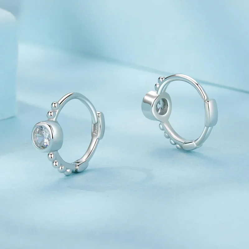 (image for) PANDORA Style Simple Sterling Silver Bead Earrings - SCE1731 - View 3