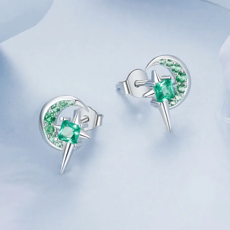 (image for) PANDORA Style Star And Moon Earrings - BSE972 - View 3
