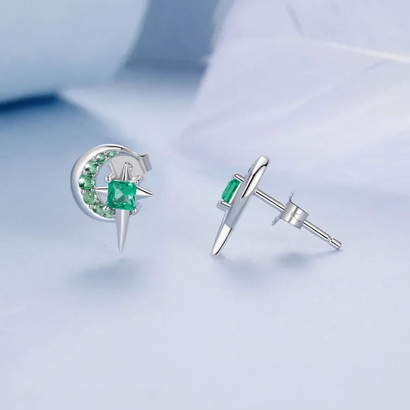 (image for) PANDORA Style Star And Moon Earrings - BSE972 - View 4