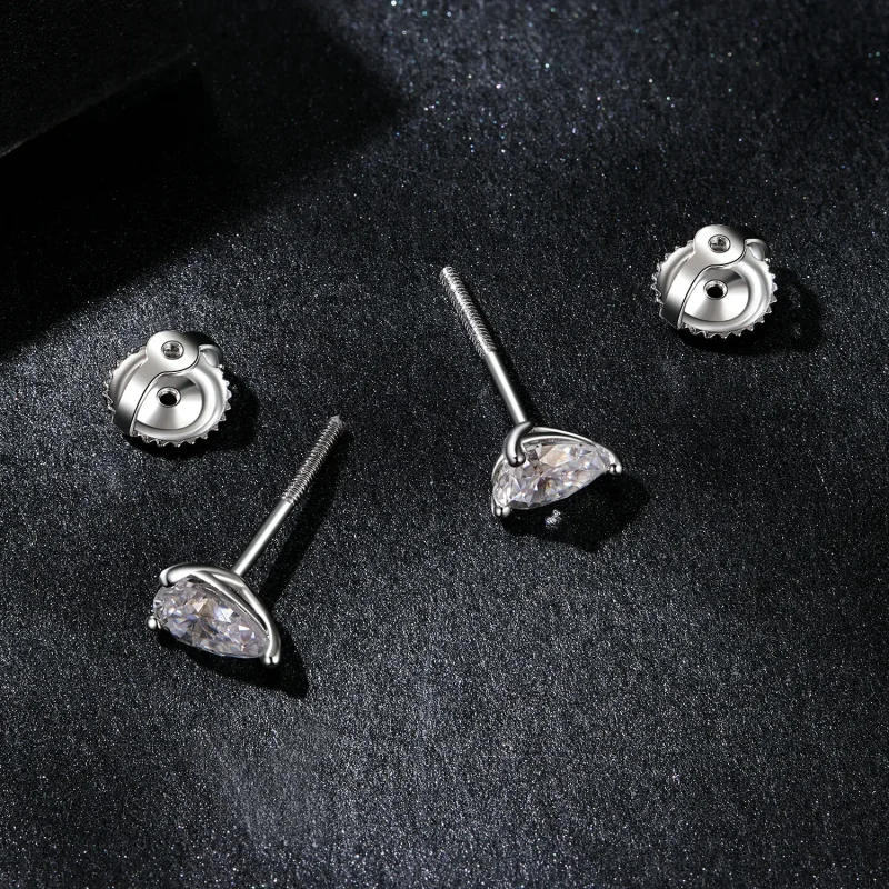 (image for) PANDORA Style Water Drop Moissanite Earrings (Two Certificates) - MSE049 - View 3