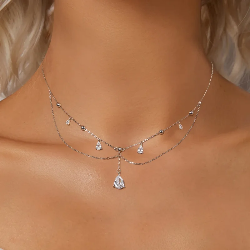 (image for) PANDORA Style Water Drop Tassel Necklace - BSN383 - View 5
