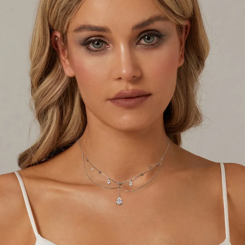 (image for) PANDORA Style Water Drop Tassel Necklace - BSN383 - View 6