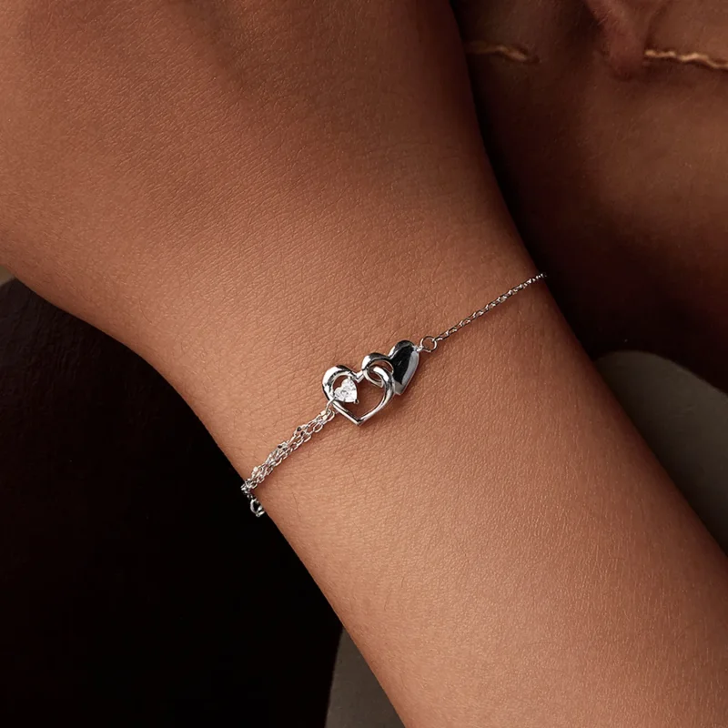 (image for) PANDORA Style Double Heart Bracelet - BSB178 - View 7