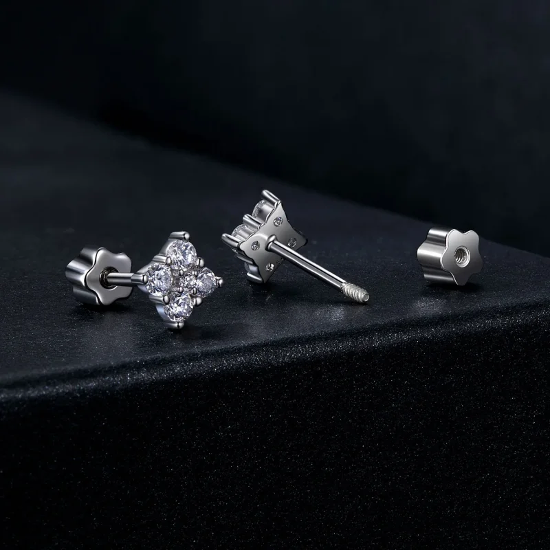 (image for) PANDORA Style Four-leaf clover moissanite earrings (with one certificate) - MSE0 - View 2