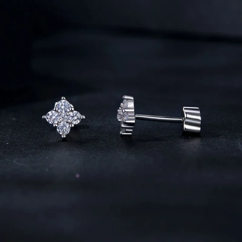 (image for) PANDORA Style Four-leaf clover moissanite earrings (with one certificate) - MSE0 - View 4