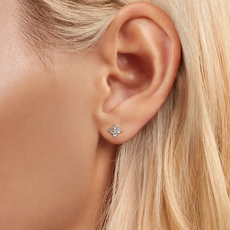 (image for) PANDORA Style Four-leaf clover moissanite earrings (with one certificate) - MSE0 - View 5