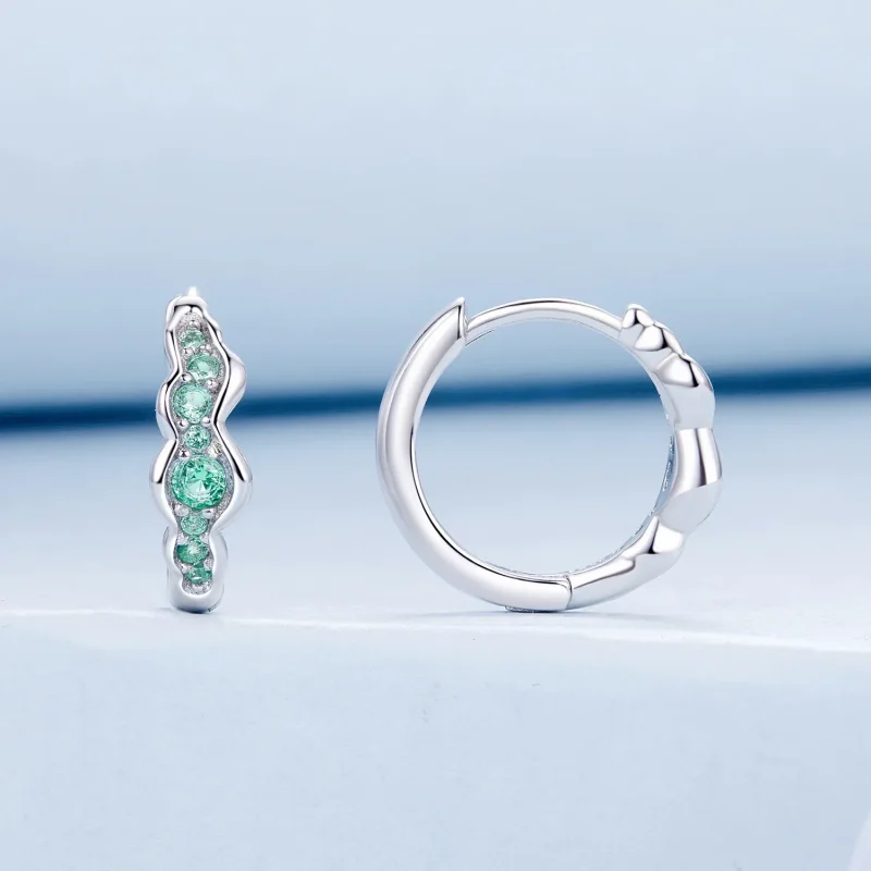 (image for) PANDORA Style Green Wave Earrings - BSE1034 - View 2