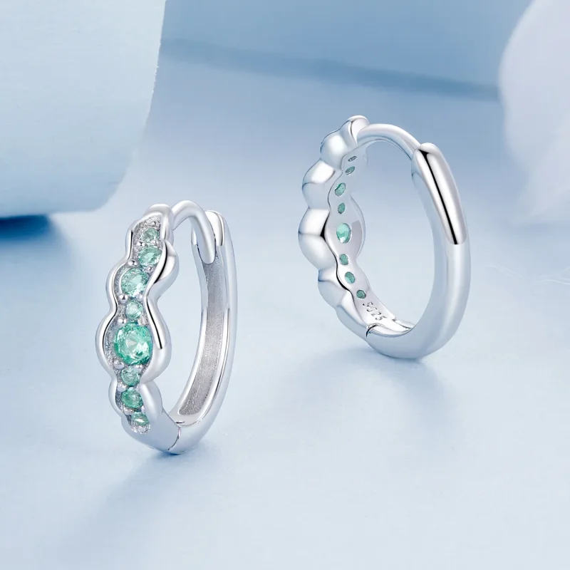 (image for) PANDORA Style Green Wave Earrings - BSE1034 - View 3