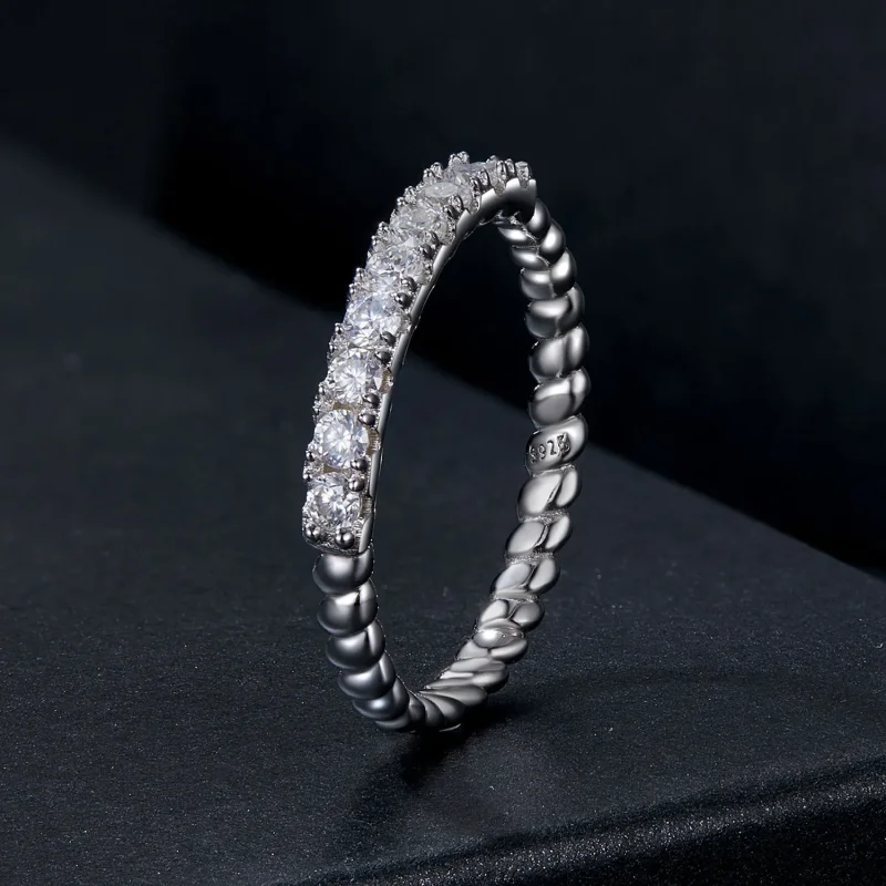 (image for) PANDORA Style Moissanite Textured Ring (One Certificate) - MSR052 - View 2