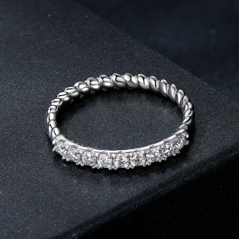 (image for) PANDORA Style Moissanite Textured Ring (One Certificate) - MSR052 - View 3