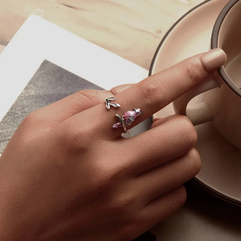 (image for) PANDORA Style Pink Parrot Open Ring - BSR551-E - View 5