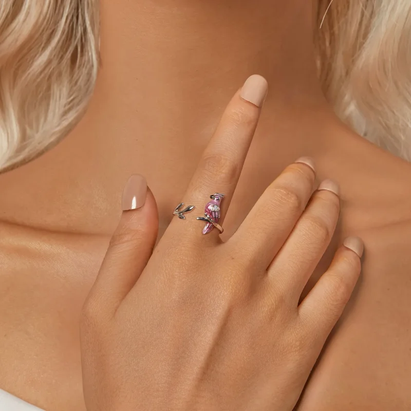 (image for) PANDORA Style Pink Parrot Open Ring - BSR551-E - View 6