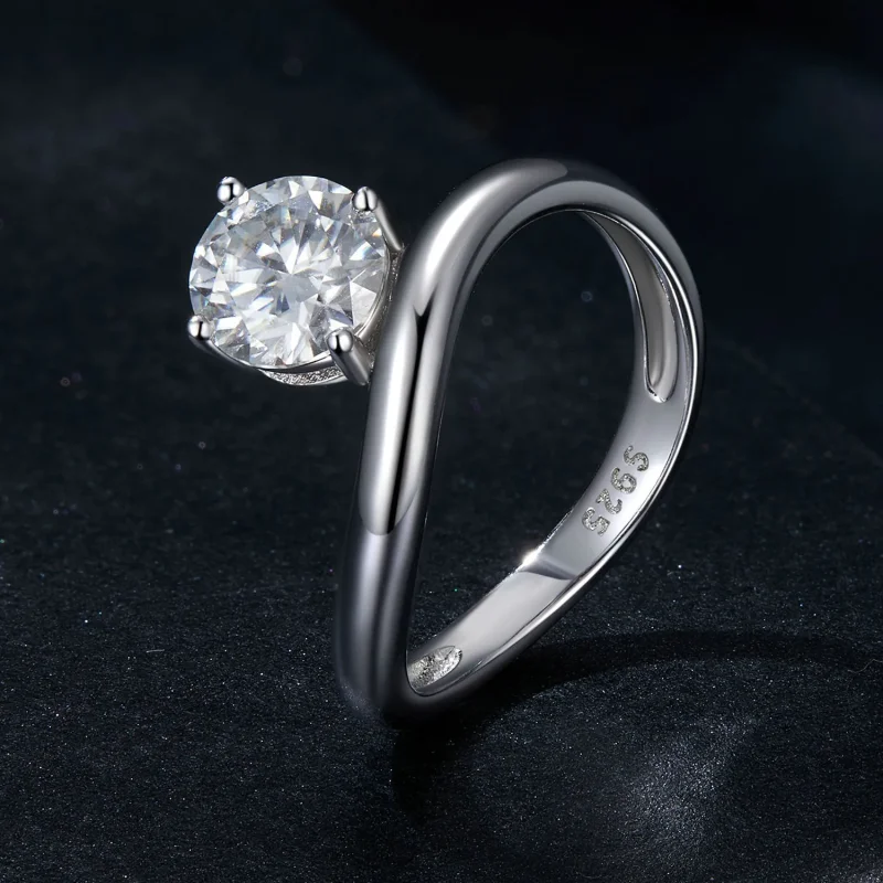 (image for) PANDORA Style Simple 1ct Moissanite ring (with one certificate) - MSR050 - View 2