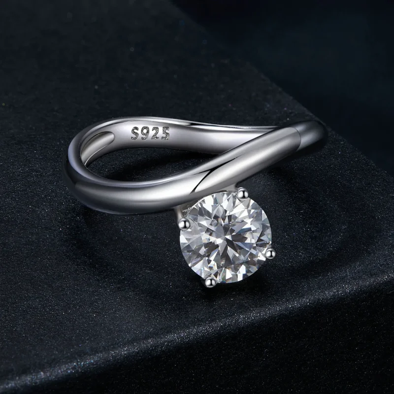 (image for) PANDORA Style Simple 1ct Moissanite ring (with one certificate) - MSR050 - View 3