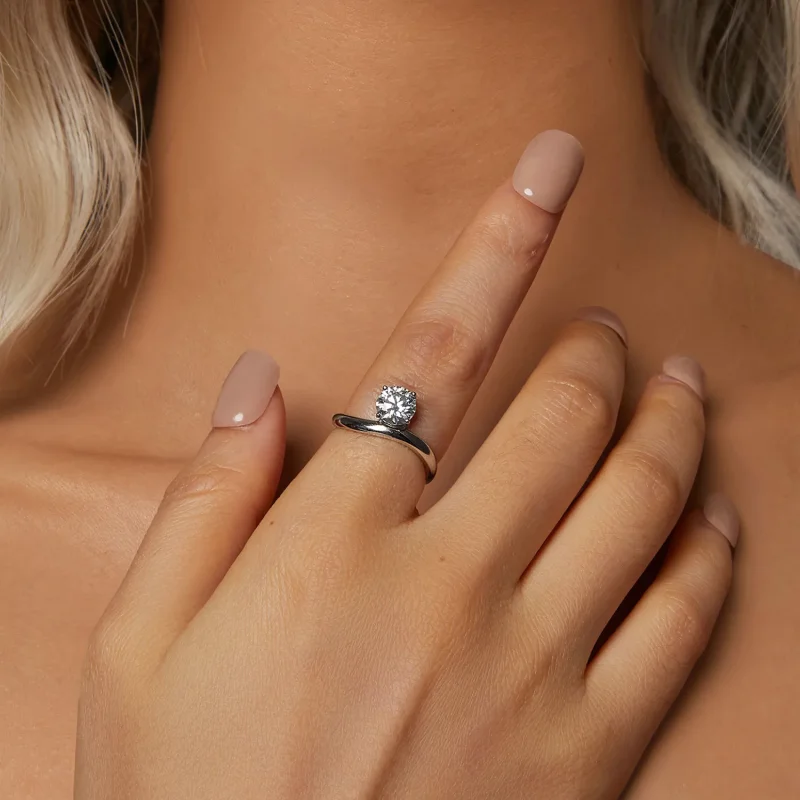 (image for) PANDORA Style Simple 1ct Moissanite ring (with one certificate) - MSR050 - View 5