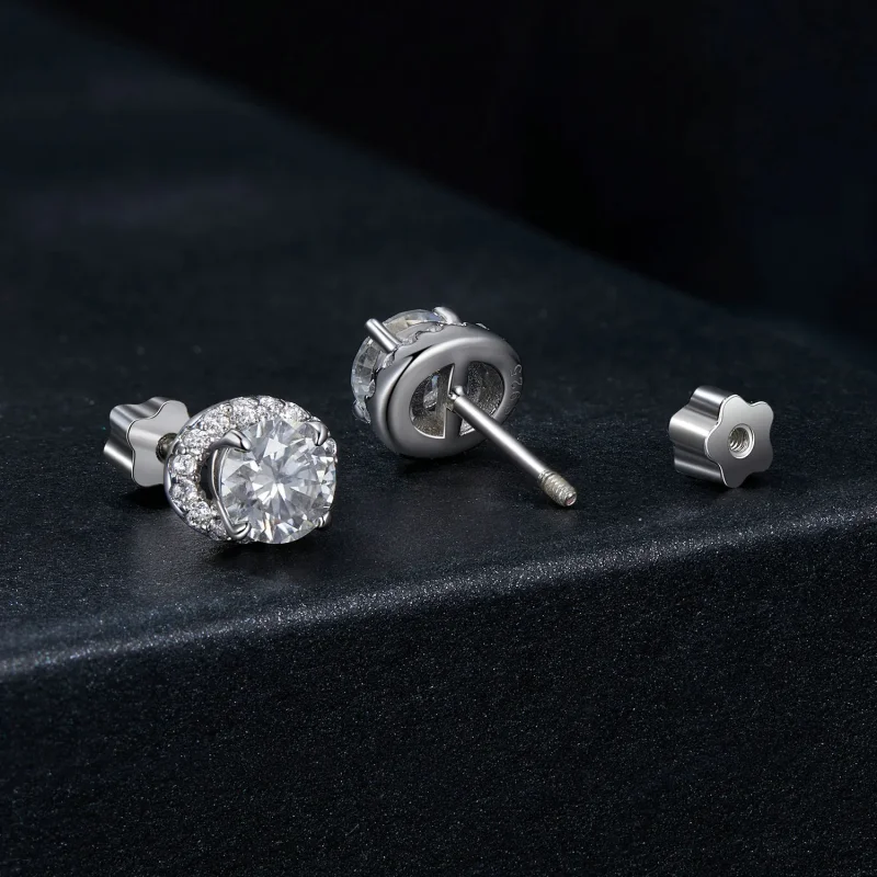 (image for) PANDORA Style Starry Moissanite 0.5ct earrings (two certificates) - MSE054 - View 2