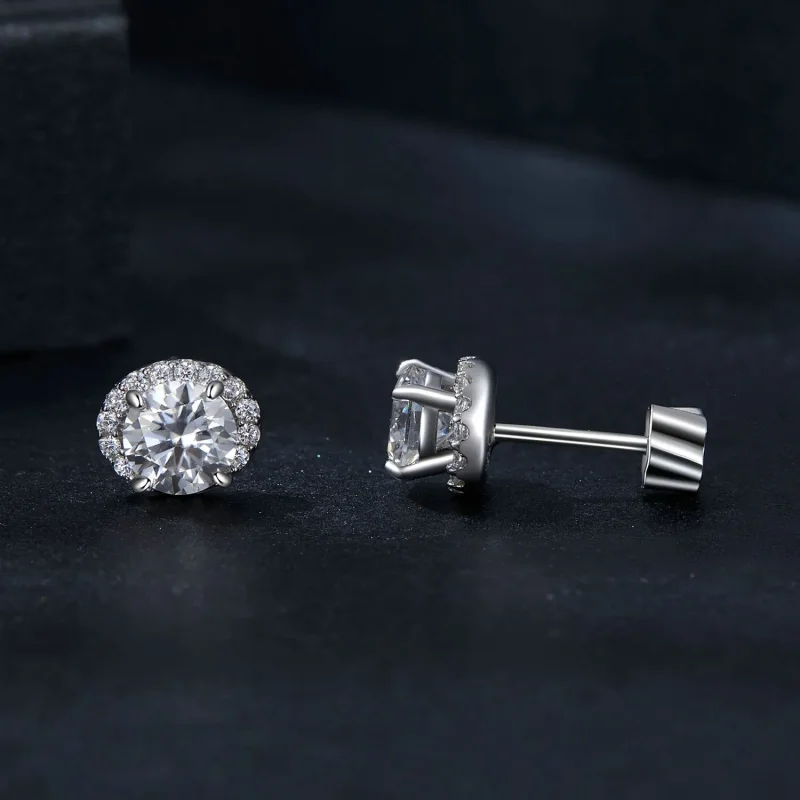 (image for) PANDORA Style Starry Moissanite 0.5ct earrings (two certificates) - MSE054 - View 4