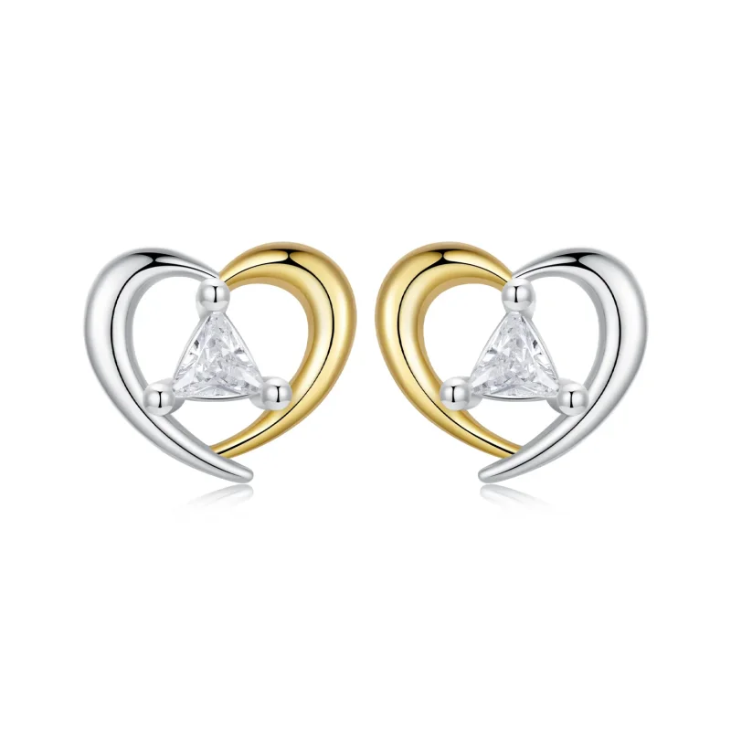 (image for) PANDORA Style Two-tone heart earrings - BSE1027