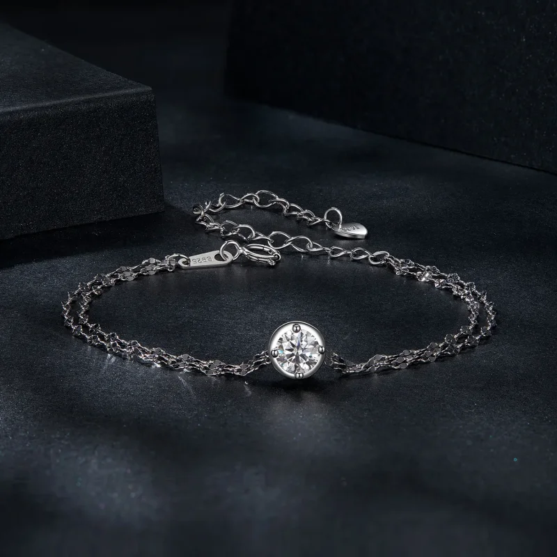 (image for) PANDORA Style 0.5ct Moissanite double tile bracelet (with one certificate) - MSB - View 3