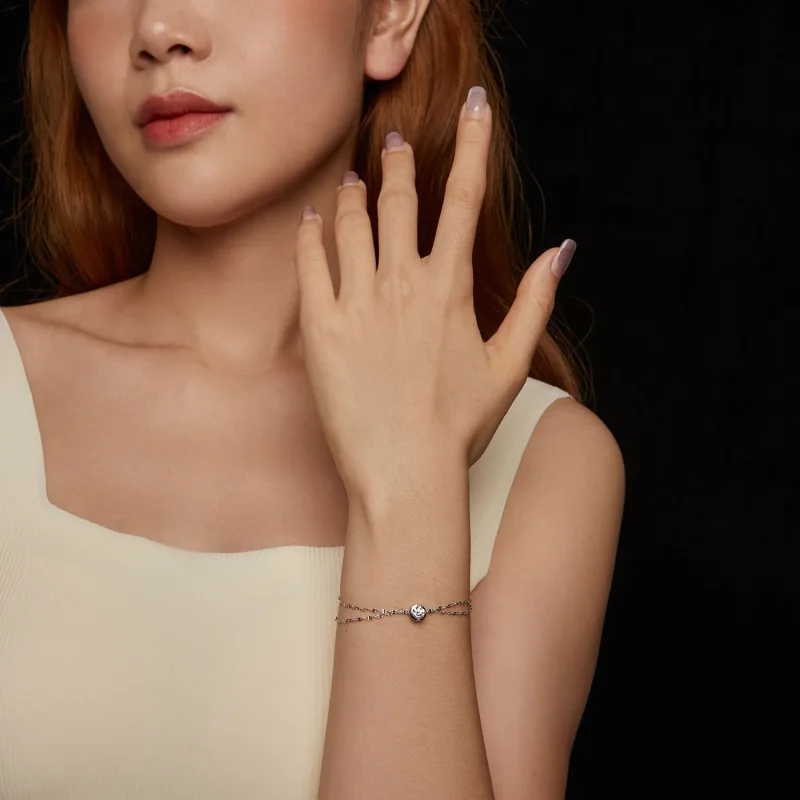 (image for) PANDORA Style 0.5ct Moissanite double tile bracelet (with one certificate) - MSB - View 6