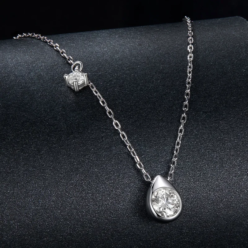 (image for) PANDORA Style 0.5ct Moissanite drop necklace (with one certificate) - MSN037 - View 2