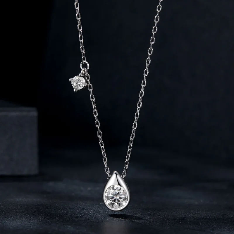(image for) PANDORA Style 0.5ct Moissanite drop necklace (with one certificate) - MSN037 - View 3
